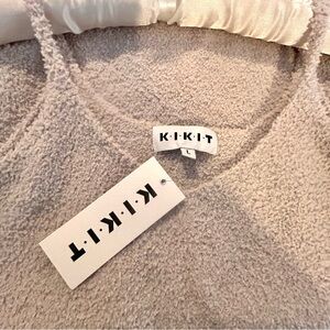Kikit | Sherpa Teddy Fur Stretch Tank Top Neutral Cream Taupe | size L | NWT
